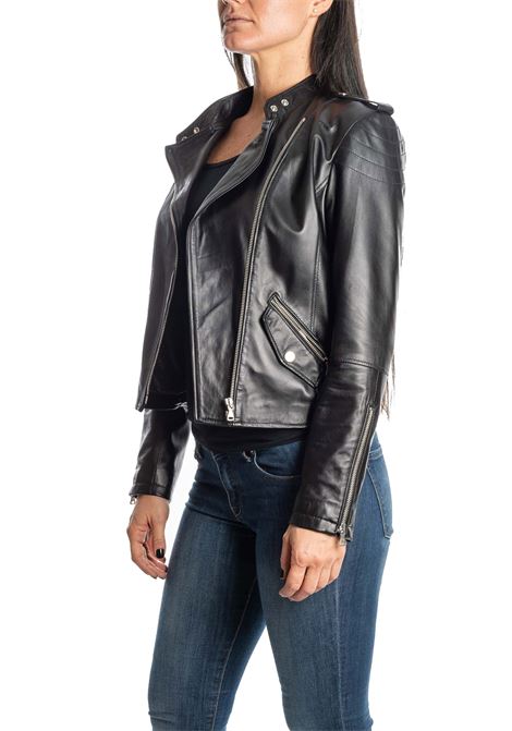 Black leather biker jacket PK BY PASKAL | 600NAPPA-NERO